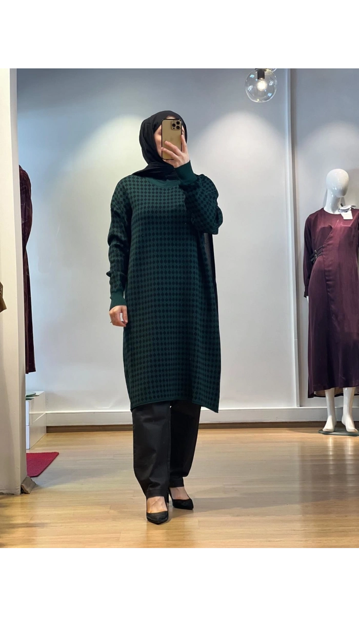 MissWhence Kazayağı Desenli Triko Tunik 34011