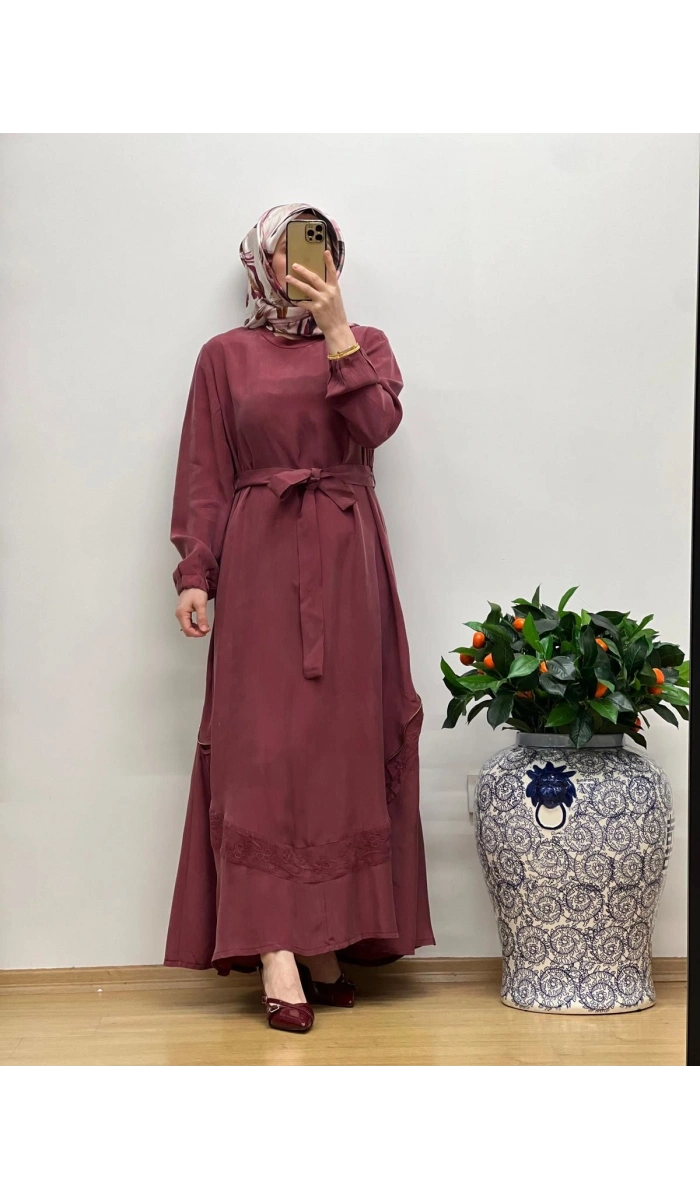 MissWhence Nakış Detaylı Ferm.Cupro Elbise 25Y-37800