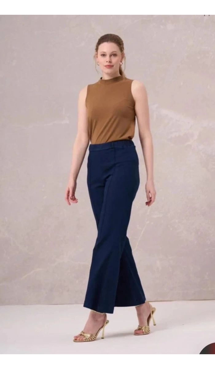 MissWhence Önü Dikişli Bol Paça Jean Pantolon 35103