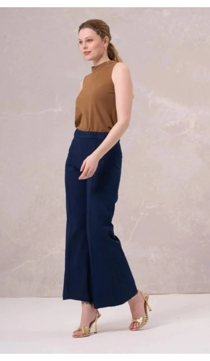 MissWhence Önü Dikişli Bol Paça Jean Pantolon 35103