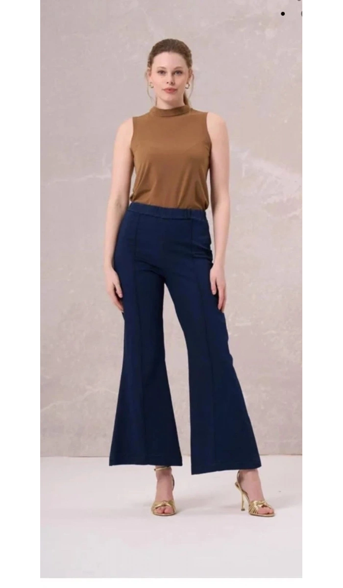 MissWhence Önü Dikişli Bol Paça Jean Pantolon 35103