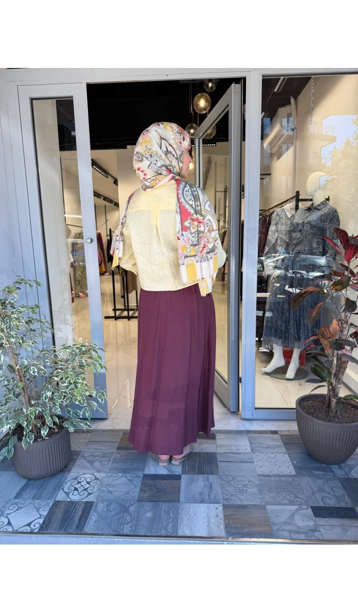 Naturel %100 Keten Kloş Etek TD-3550