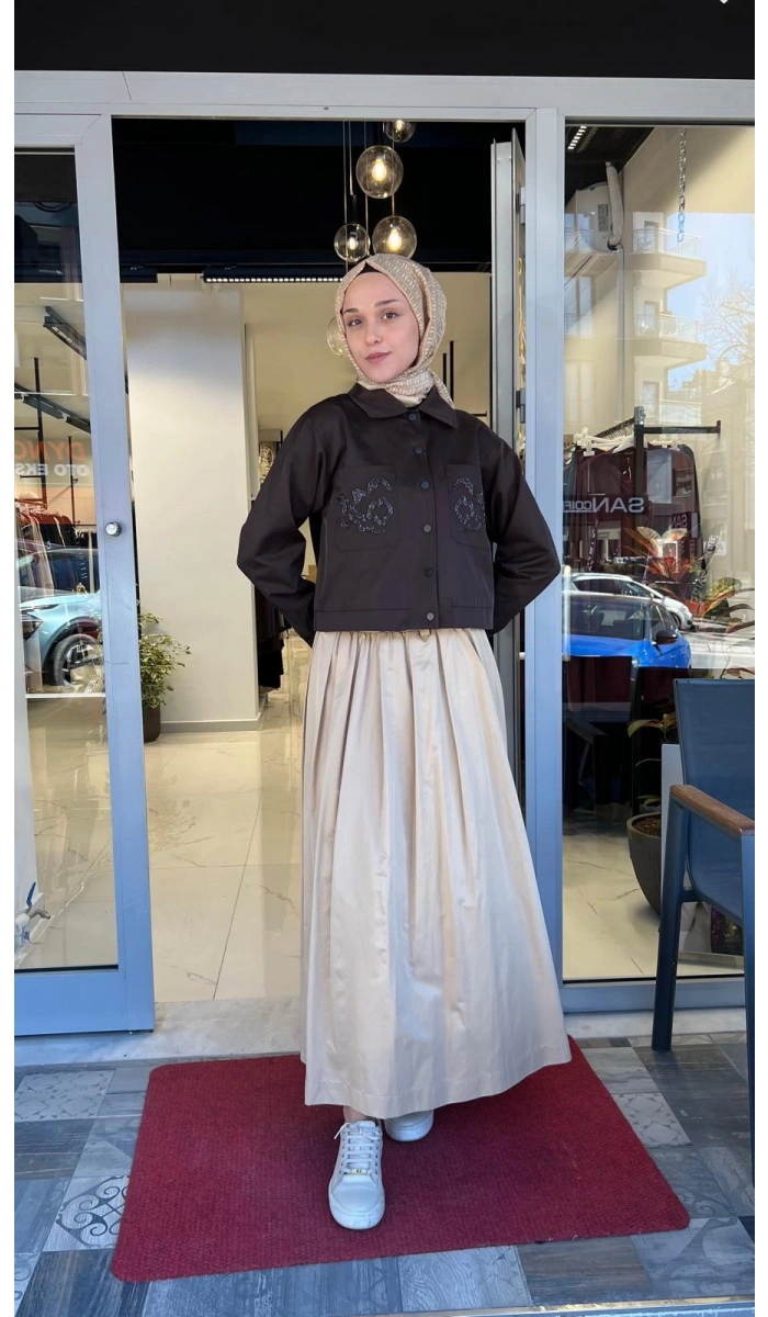 Pileli Poplin Etek 26YPR09.0003