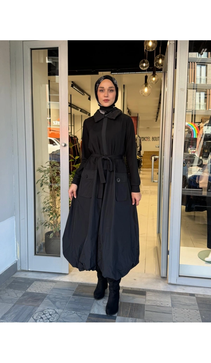 Tafta Elbise Siyah 40808