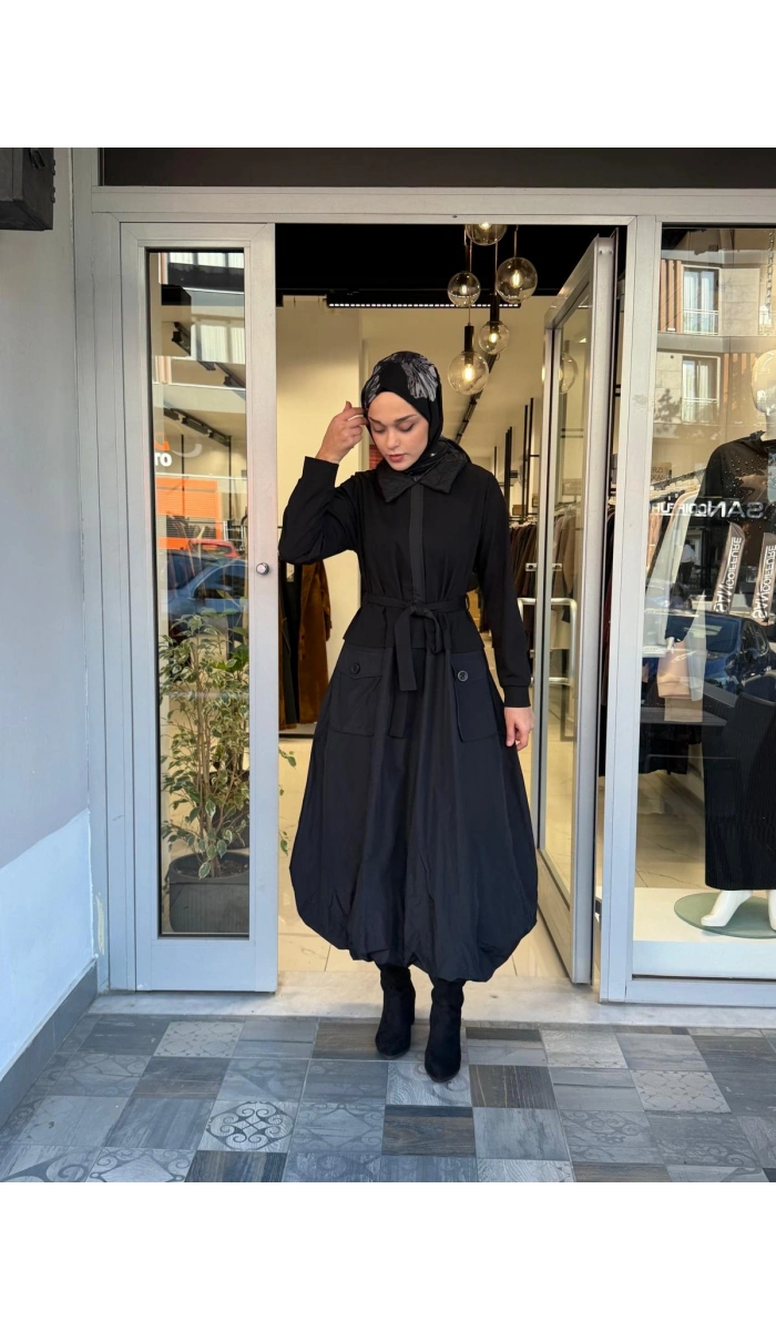 Tafta Elbise Siyah 40808