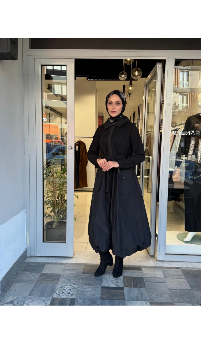 Tafta Elbise Siyah 40808
