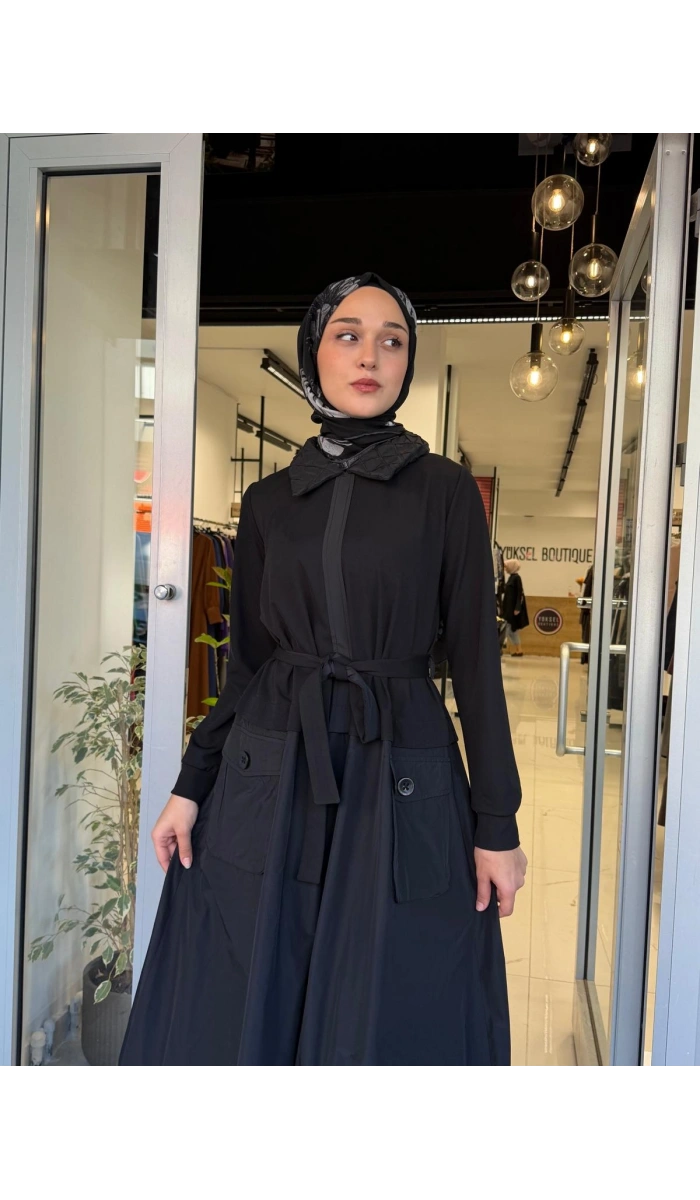 Tafta Elbise Siyah 40808