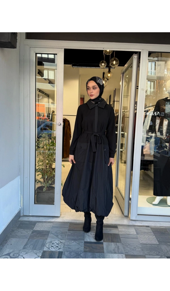 Tafta Elbise Siyah 40808