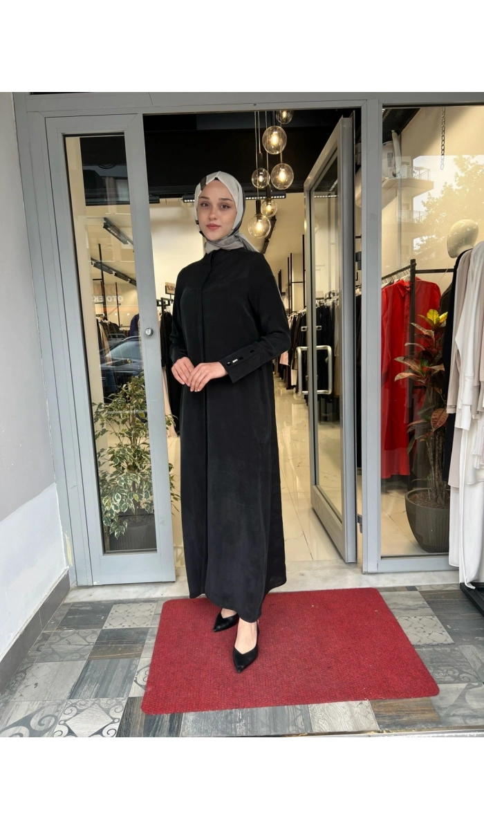Yakasız Yırtmaç Detaylı Ferace 2268285