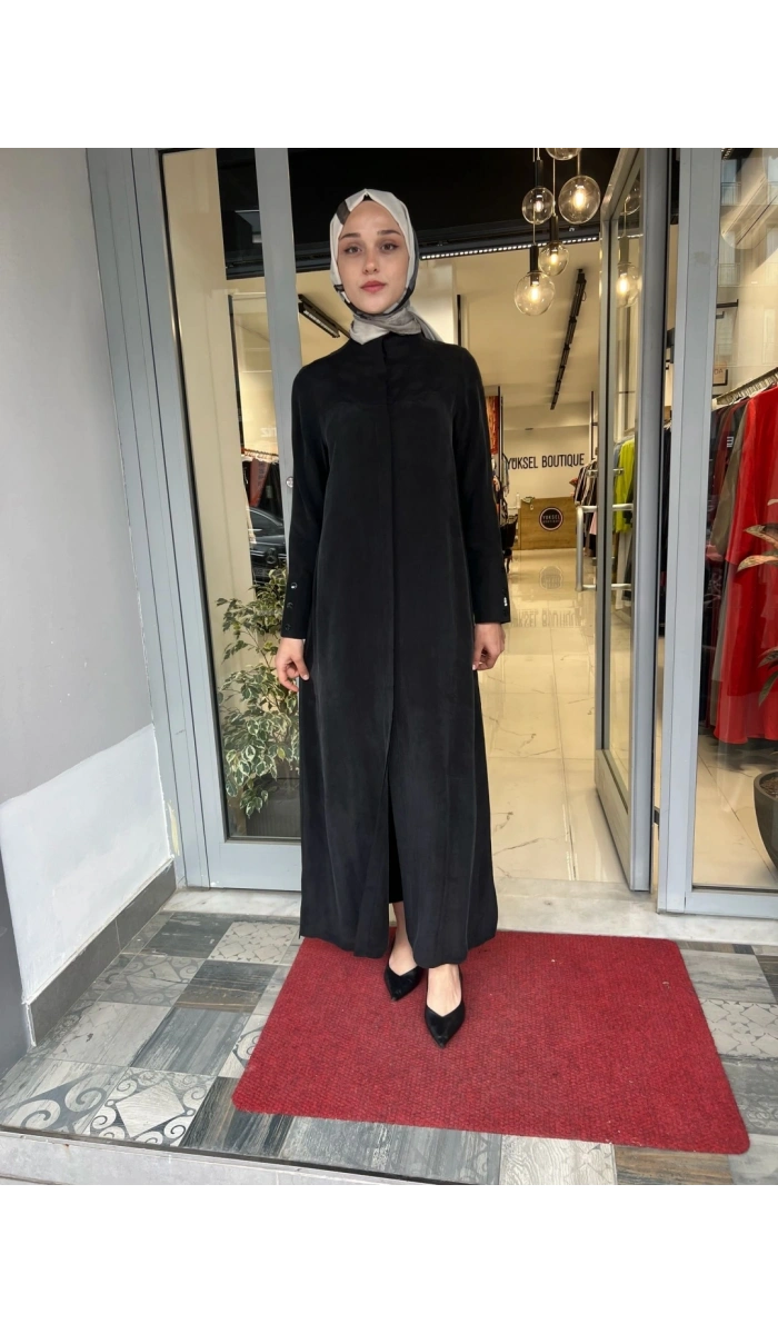 Yakasız Yırtmaç Detaylı Ferace 2268285
