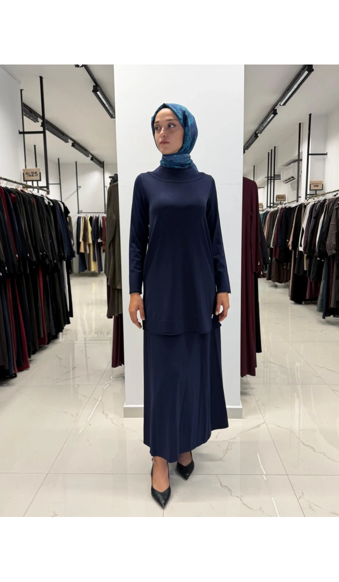 Yuvarlak Yaka Basic Tunik Navy 3266009