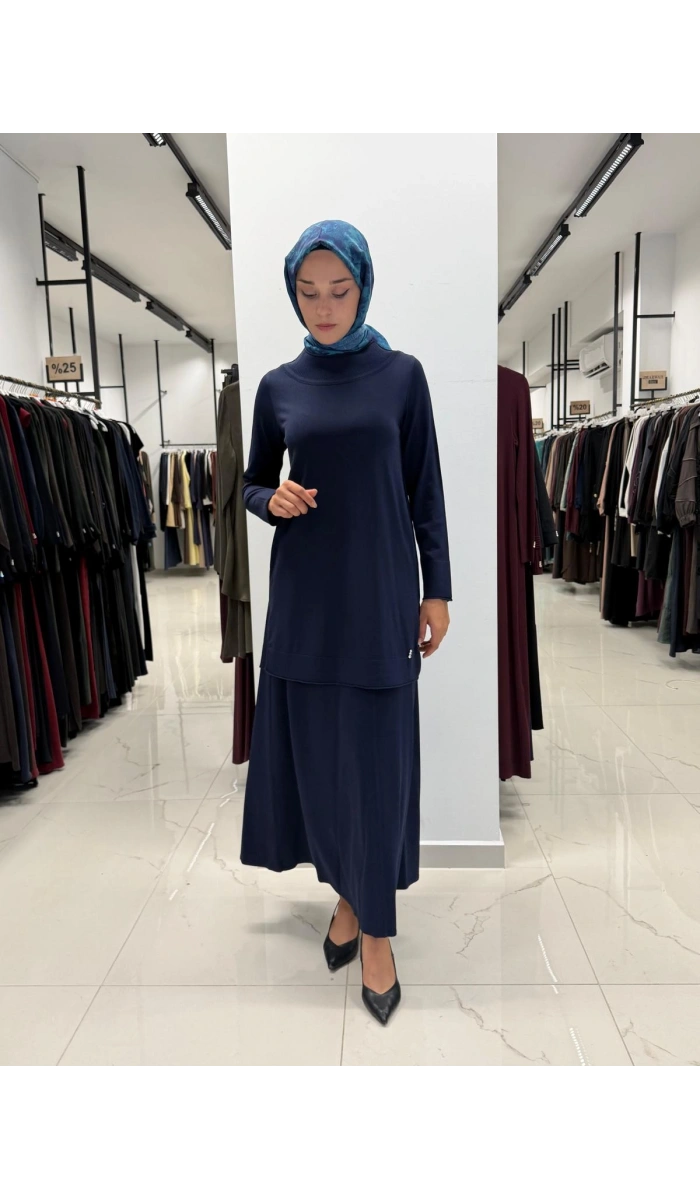 Yuvarlak Yaka Basic Tunik Navy 3266009