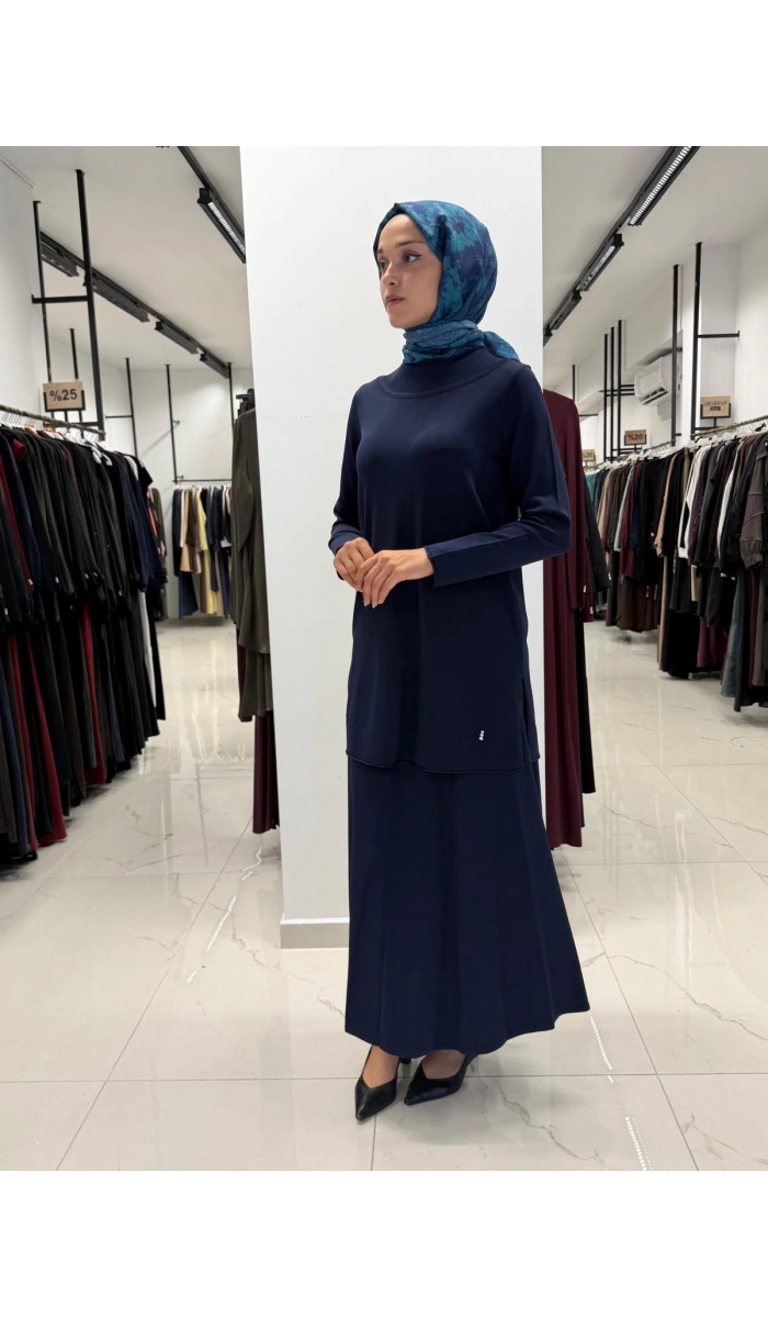 Yuvarlak Yaka Basic Tunik Navy 3266009
