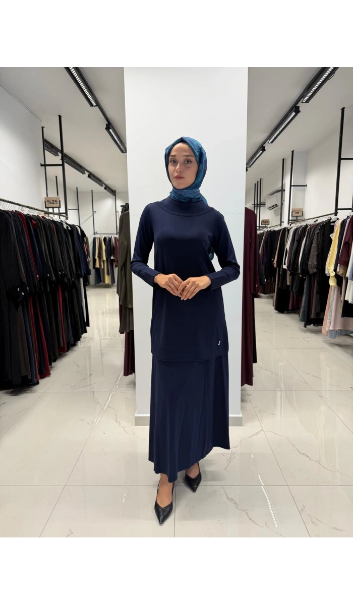Yuvarlak Yaka Basic Tunik Navy 3266009