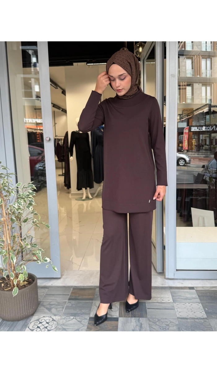 Yuvarlak Yaka Basic Tunik Cacao 3266009
