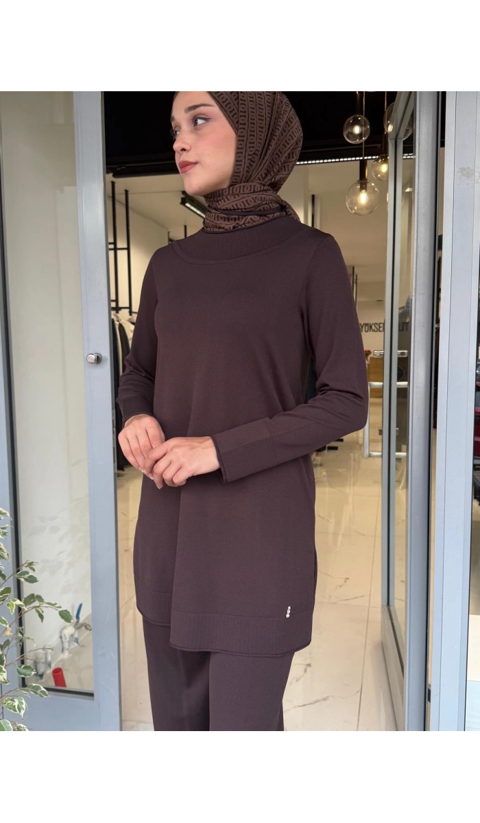 Yuvarlak Yaka Basic Tunik Cacao 3266009