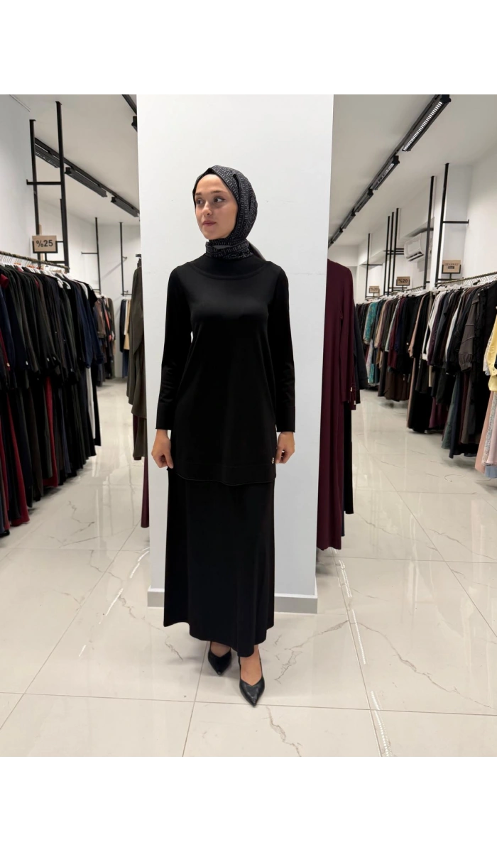 Yuvarlak Yaka Basic Tunik Black 3266009