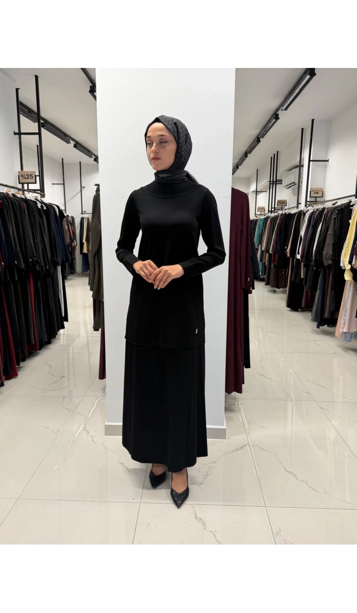 Yuvarlak Yaka Basic Tunik Black 3266009