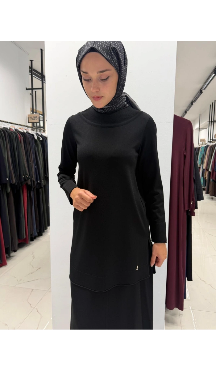 Yuvarlak Yaka Basic Tunik Black 3266009