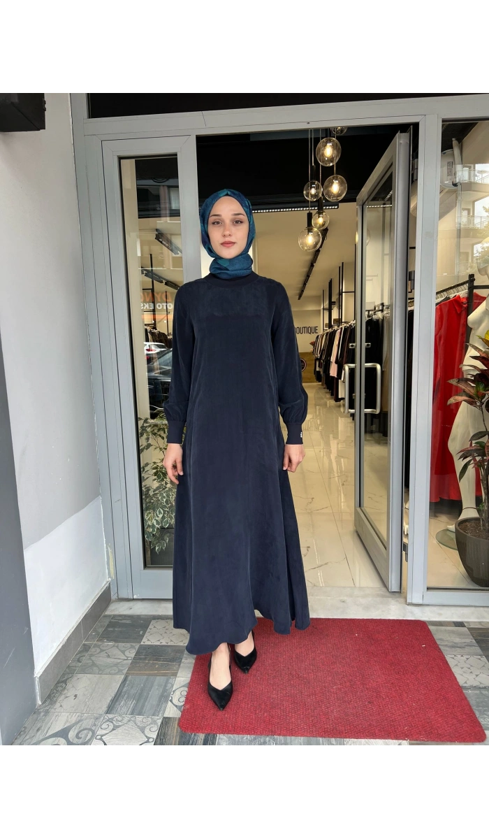 Yuvarlak Yaka Cupro Uzun Elbise 2264304