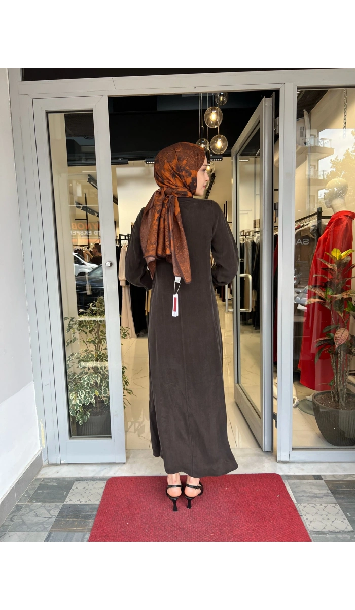 Yuvarlak Yaka Cupro Uzun Elbise 2264304