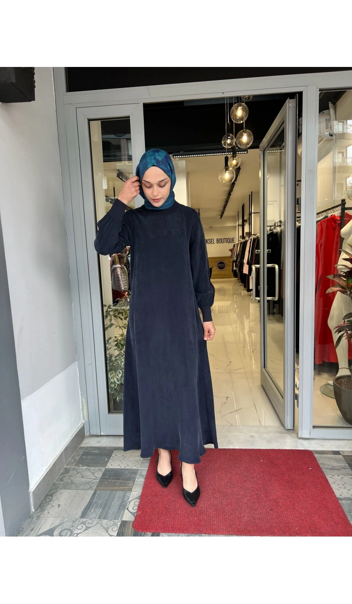 Yuvarlak Yaka Cupro Uzun Elbise 2264304