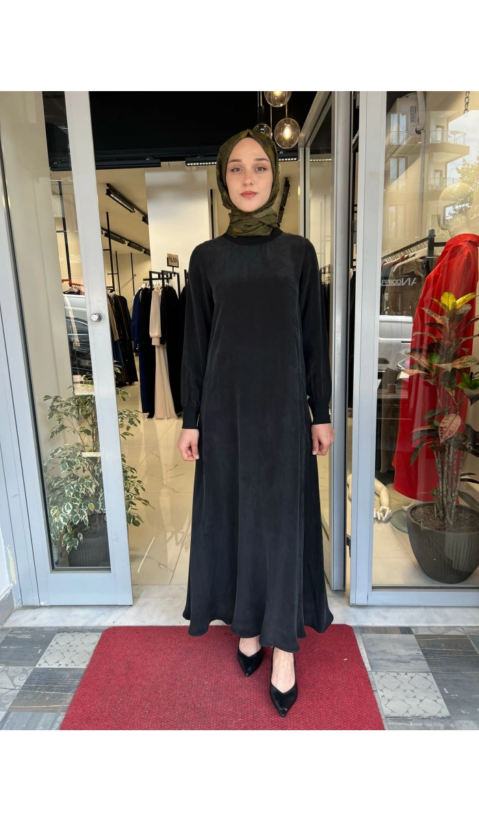 Yuvarlak Yaka Cupro Uzun Elbise 2264304