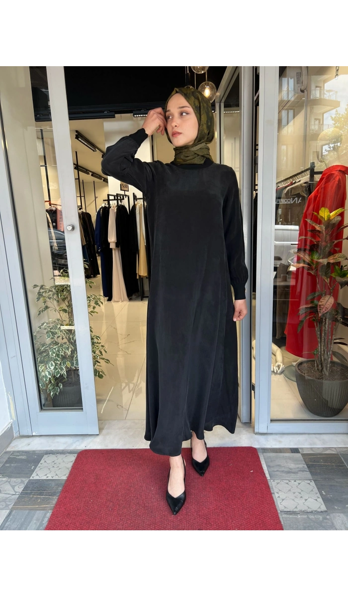 Yuvarlak Yaka Cupro Uzun Elbise 2264304