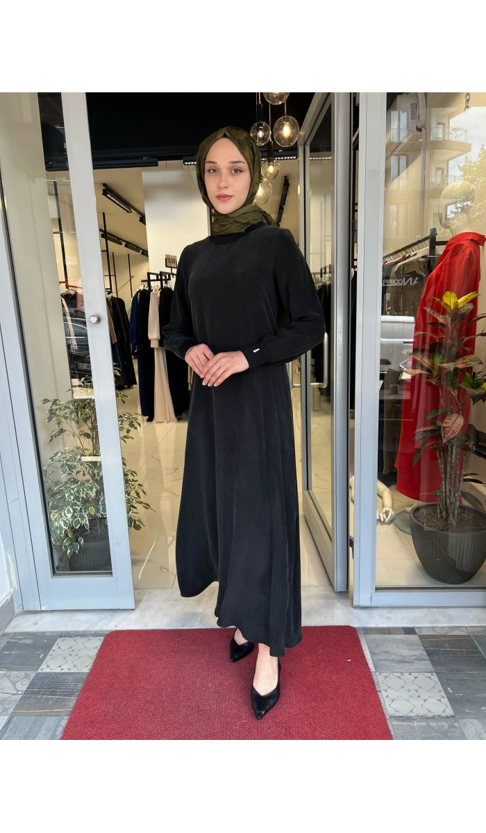 Yuvarlak Yaka Cupro Uzun Elbise 2264304
