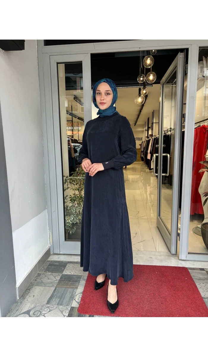 Yuvarlak Yaka Cupro Uzun Elbise 2264304