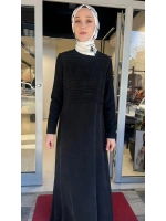 Pilise Detaylı Düz Renk Cupro Elbise T26Y-4011