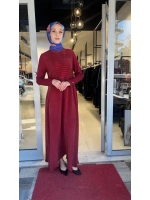 Pilise Detaylı Düz Renk Cupro Elbise T26Y-4011