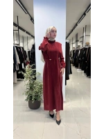 Aksesuar Detaylı Cupro Elbise T26Y-4014