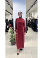 Pili Detaylı Düz Renk Elbise T26Y-4039