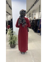 Pili Detaylı Düz Renk Elbise T26Y-4039