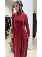 Pili Detaylı Düz Renk Elbise T26Y-4039