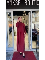 Büzgü Detaylı Triko Cupro Elbise T26Y-4038