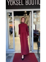 Büzgü Detaylı Triko Cupro Elbise T26Y-4038