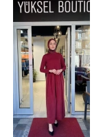 Büzgü Detaylı Triko Cupro Elbise T26Y-4038