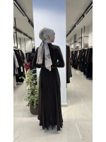 Yakası ve Bilekleri Triko Cupro Elbise T26Y-4010