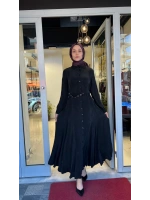 Yakası ve Bilekleri Triko Cupro Elbise T26Y-4010