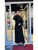 Yakası ve Bilekleri Triko Cupro Elbise T26Y-4010