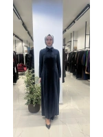 Gömlek Yaka Nakışlı Cupro Elbise T26Y-4025