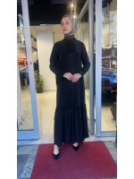 Önü Dantelli Cupro Elbise T26Y-4027