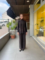 Fermuarlı Cupro Detaylı Triko Ceket T26Y-8203