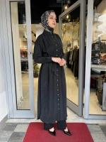 Prime Taşlanmış İpek Gömlek Elbise TD-2840