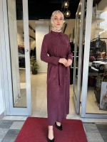 Gloria Taşlanmış İpek Gömlek Elbise TD-3671