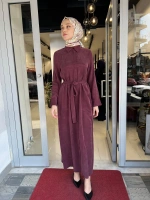 Gloria Taşlanmış İpek Gömlek Elbise TD-3671