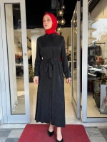 Gloria Taşlanmış İpek Gömlek Elbise TD-3671