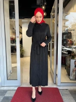 Gloria Taşlanmış İpek Gömlek Elbise TD-3671